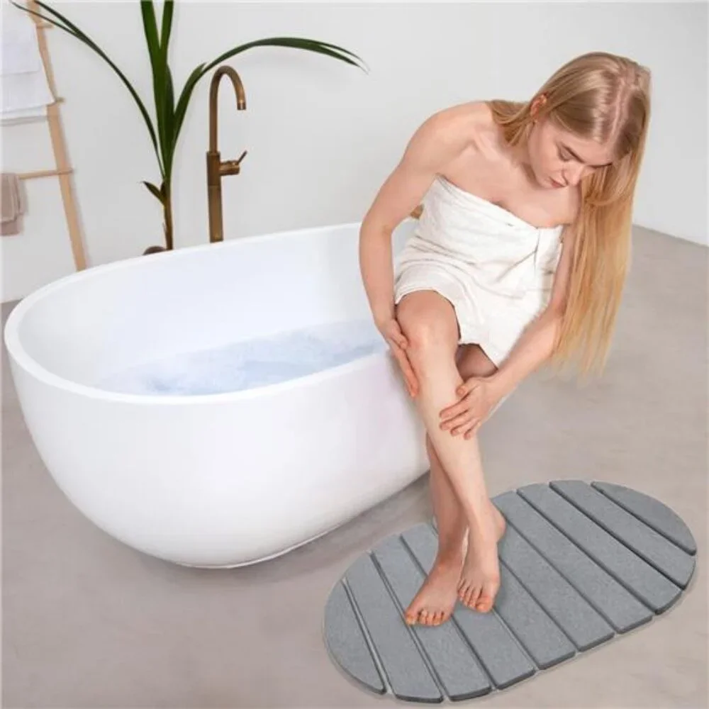 Stone Bath Mat Diatomaceous Earth Foldable Anti Skid Quick Dry Floor Mat